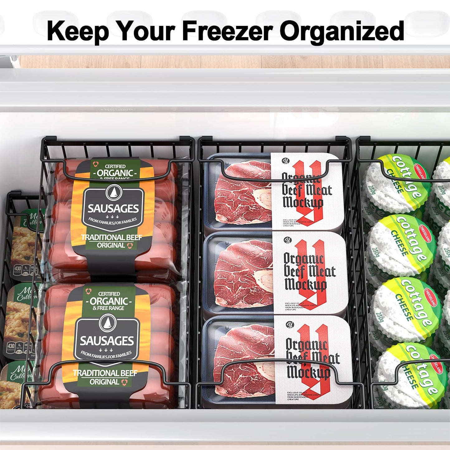 Stackable Metal Freezer Organizer Bins | Storage Baskets (2-4) Pack🧊🍖