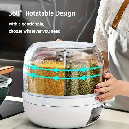360° Rotating 6-Compartment Grain & Rice Dispenser 🌾✨