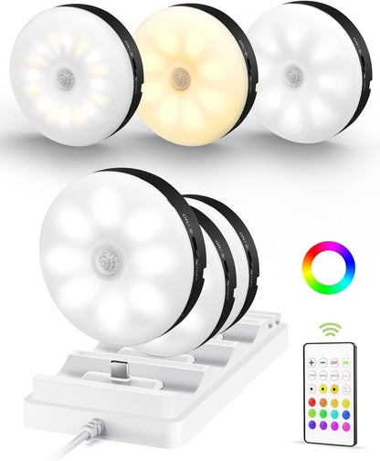 RGB Puck Lights with Remote | Rechargeable Under-Cabinet Lighting 💡