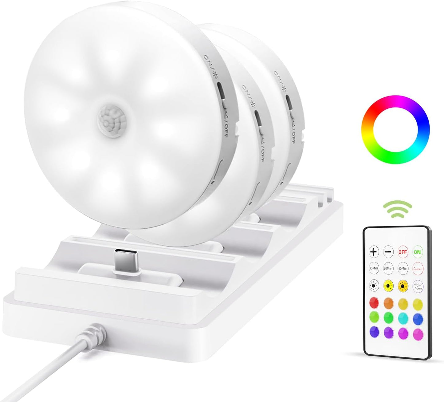 RGB Puck Lights with Remote | Rechargeable Under-Cabinet Lighting 💡