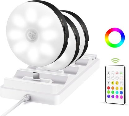 RGB Puck Lights with Remote | Rechargeable Under-Cabinet Lighting 💡