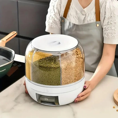 360° Rotating 6-Compartment Grain & Rice Dispenser 🌾✨