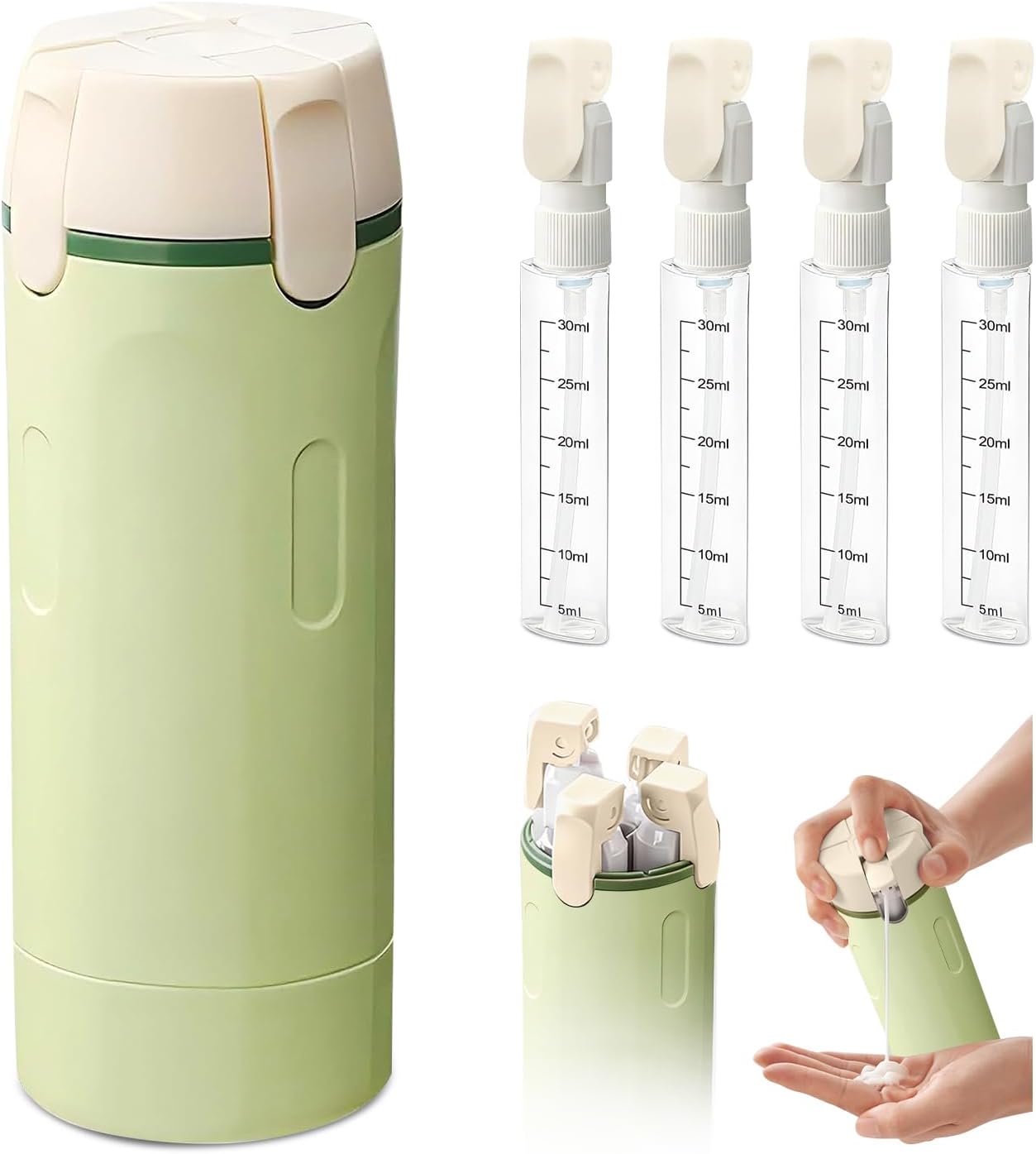 4-in-1 Leak-Proof Travel Dispenser | Compact Refillable Bottle Set ✈️🧴