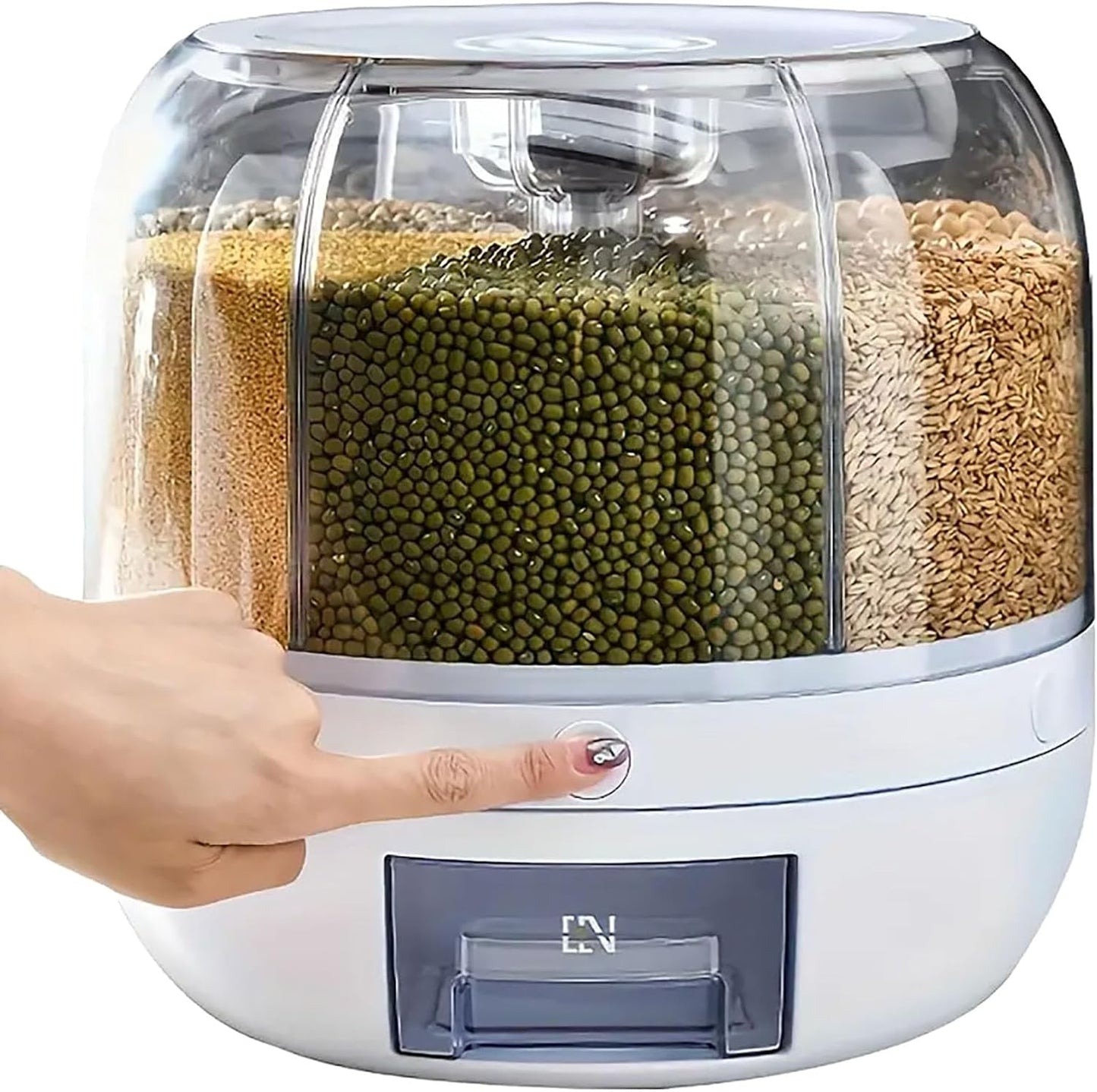 360° Rotating 6-Compartment Grain & Rice Dispenser 🌾✨