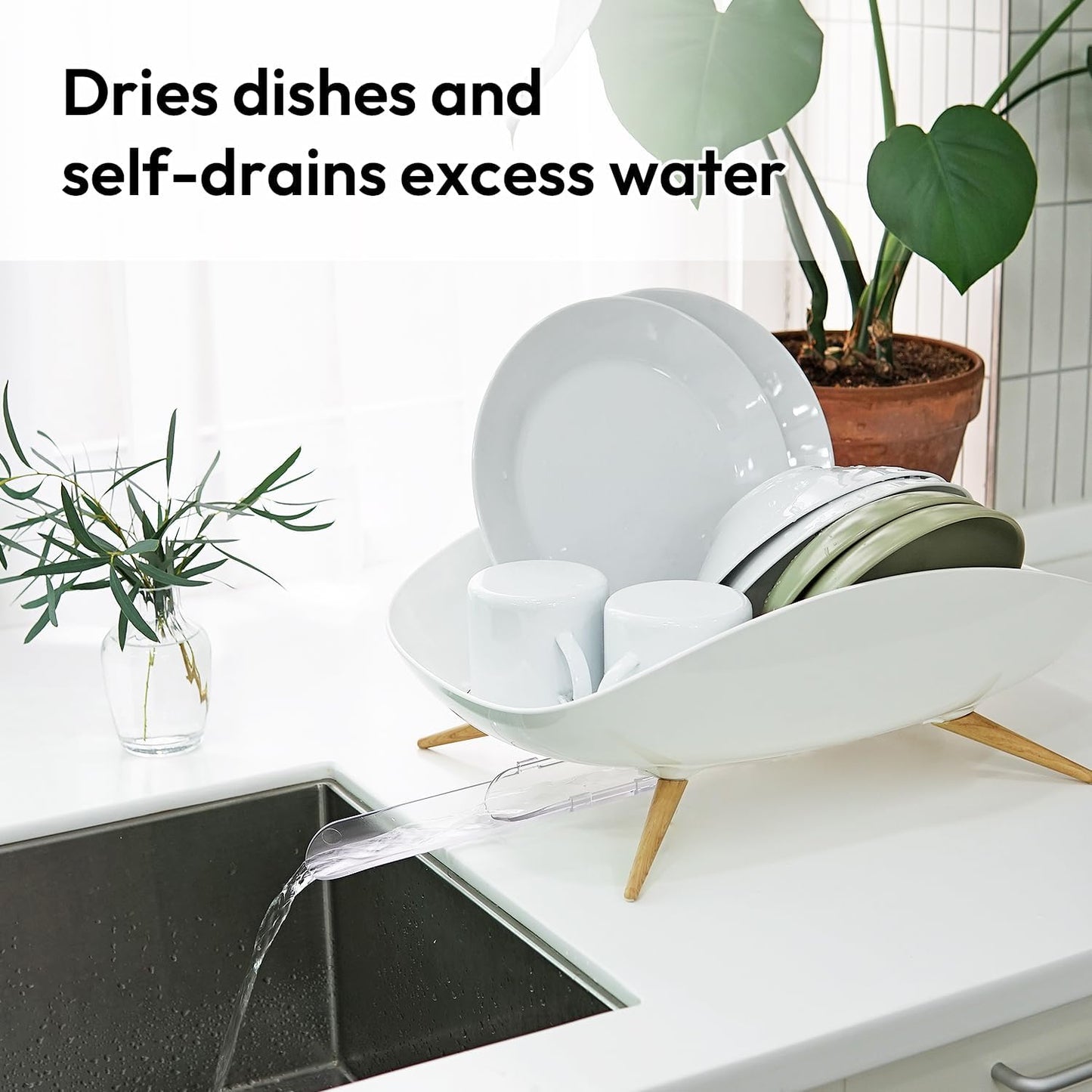 Premium Self-Draining Dish Drainer | Minimalist Anti-Rust Rack 🍽️