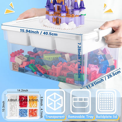 2 Pack Toy Storage Box | With Building Block Baseplate Lid 🧱