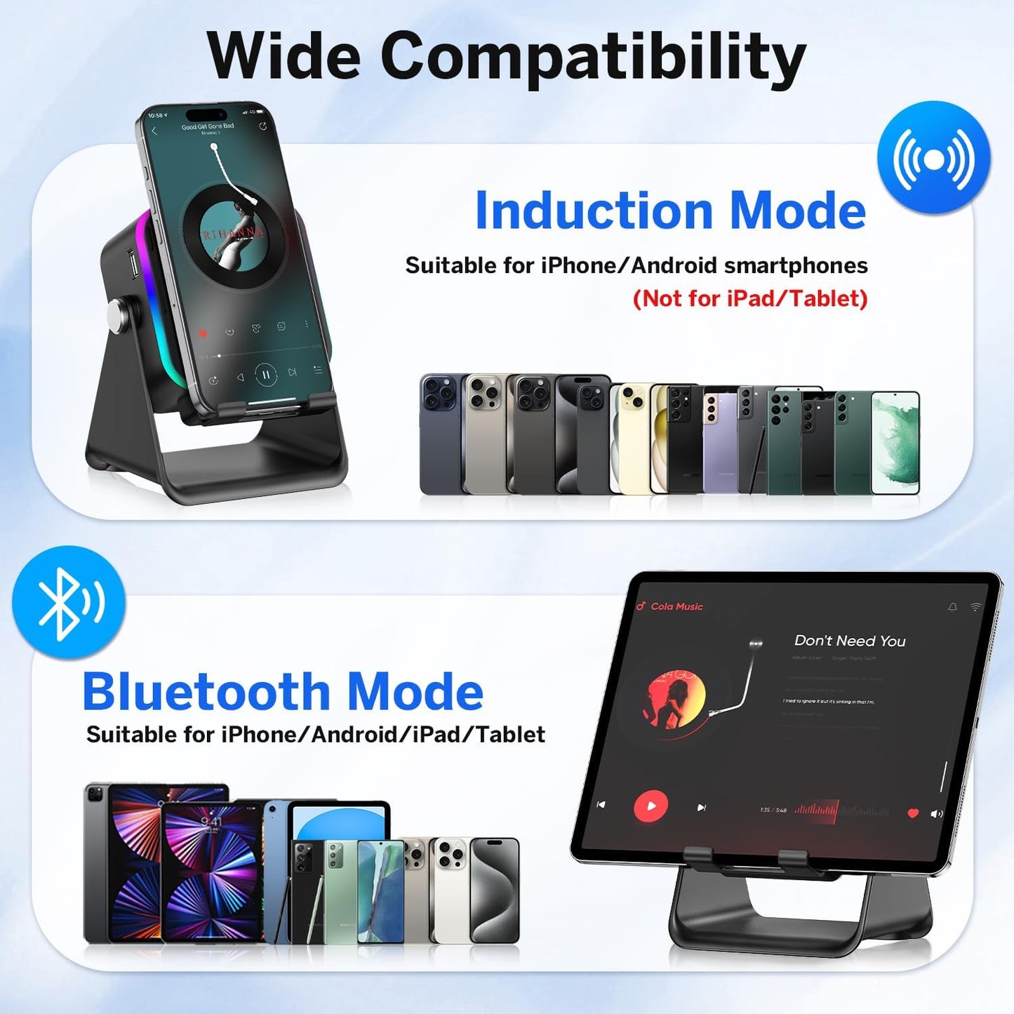 5-in-1 Induction Speaker | No Bluetooth Needed Phone Stand 🎵