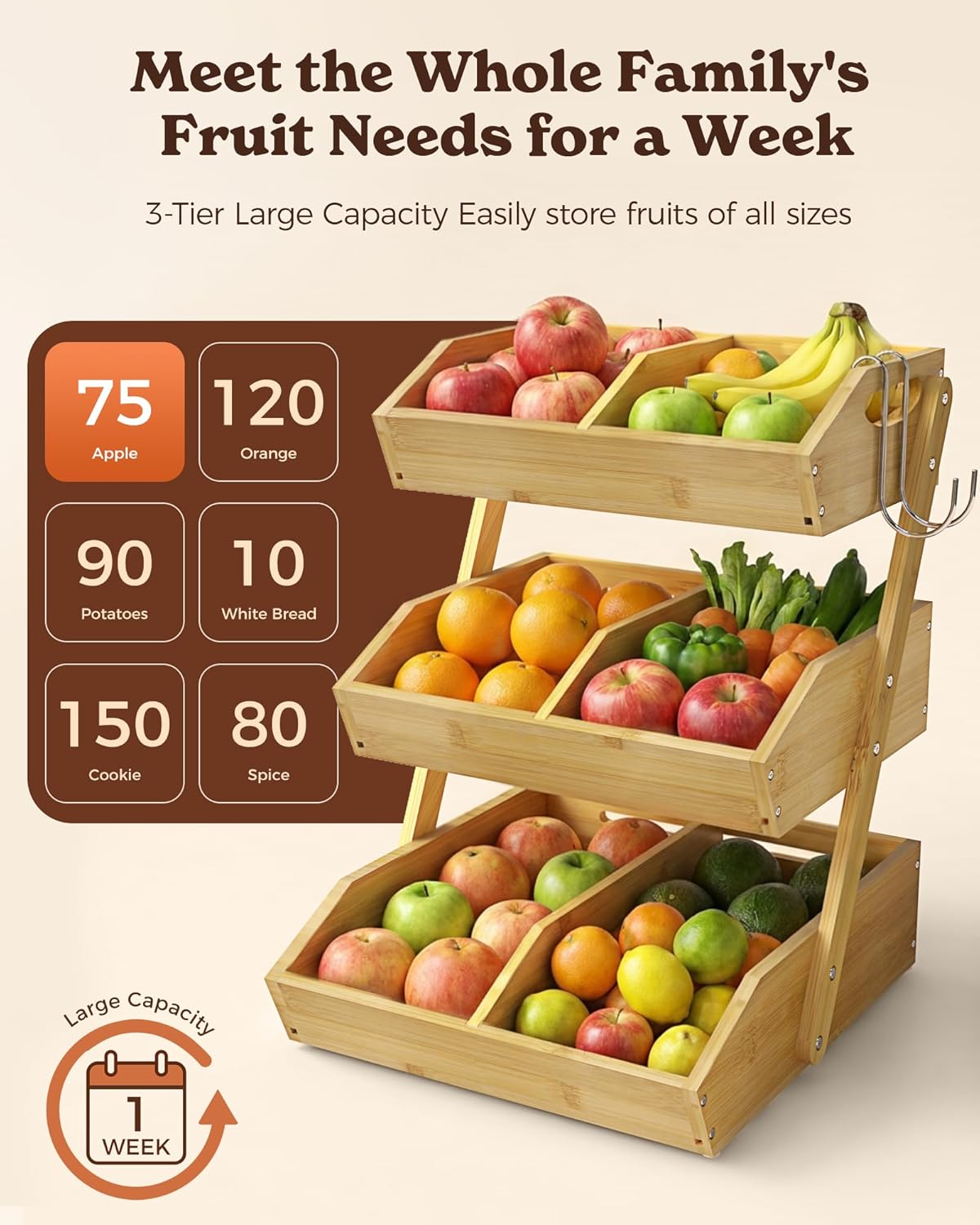 3-Tier Fruit Basket - XL Kitchen Countertop Organizer 🍎🌿