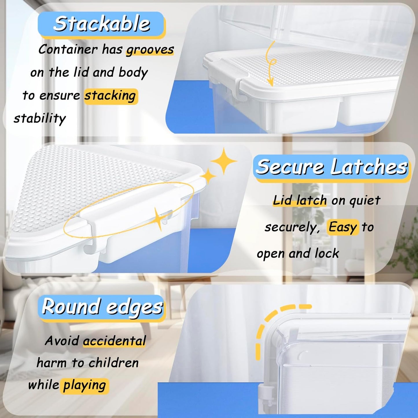 2 Pack Toy Storage Box | With Building Block Baseplate Lid 🧱