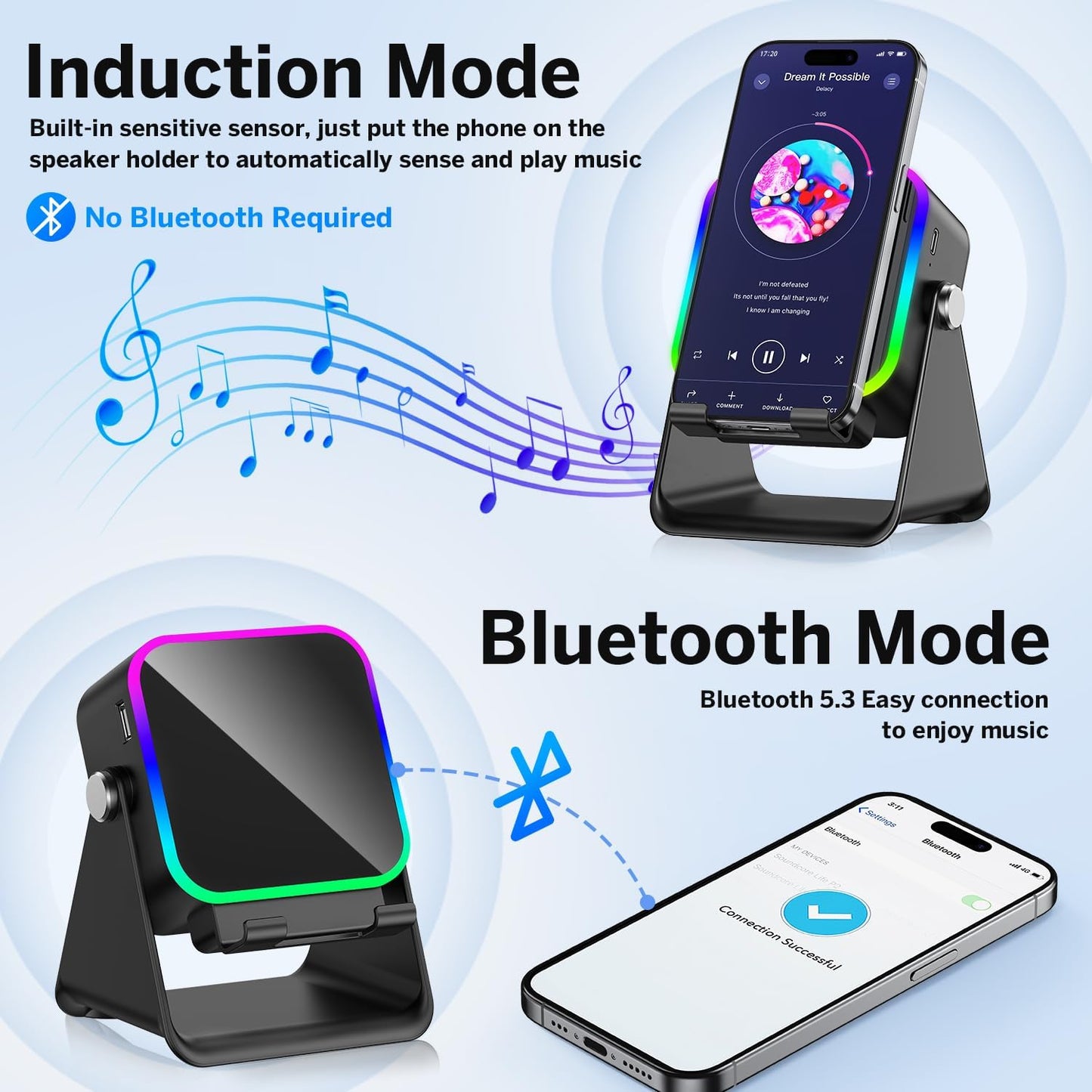 5-in-1 Induction Speaker | No Bluetooth Needed Phone Stand 🎵