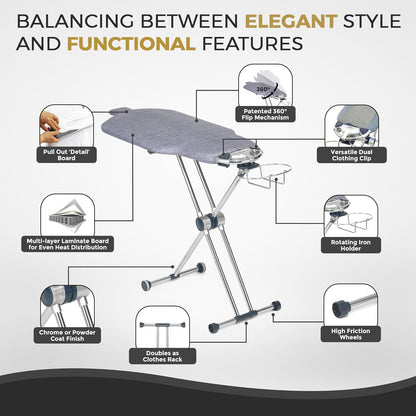 360° Swivel Ergonomic Ironing Board with Adjustable Height ✨