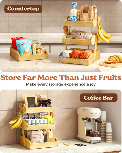 3-Tier Fruit Basket - XL Kitchen Countertop Organizer 🍎🌿
