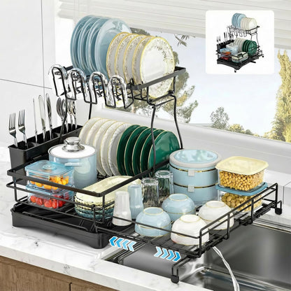 2-Tier Extendable Dish Drying Rack - Anti-Rust Pro Series 🍽️✨