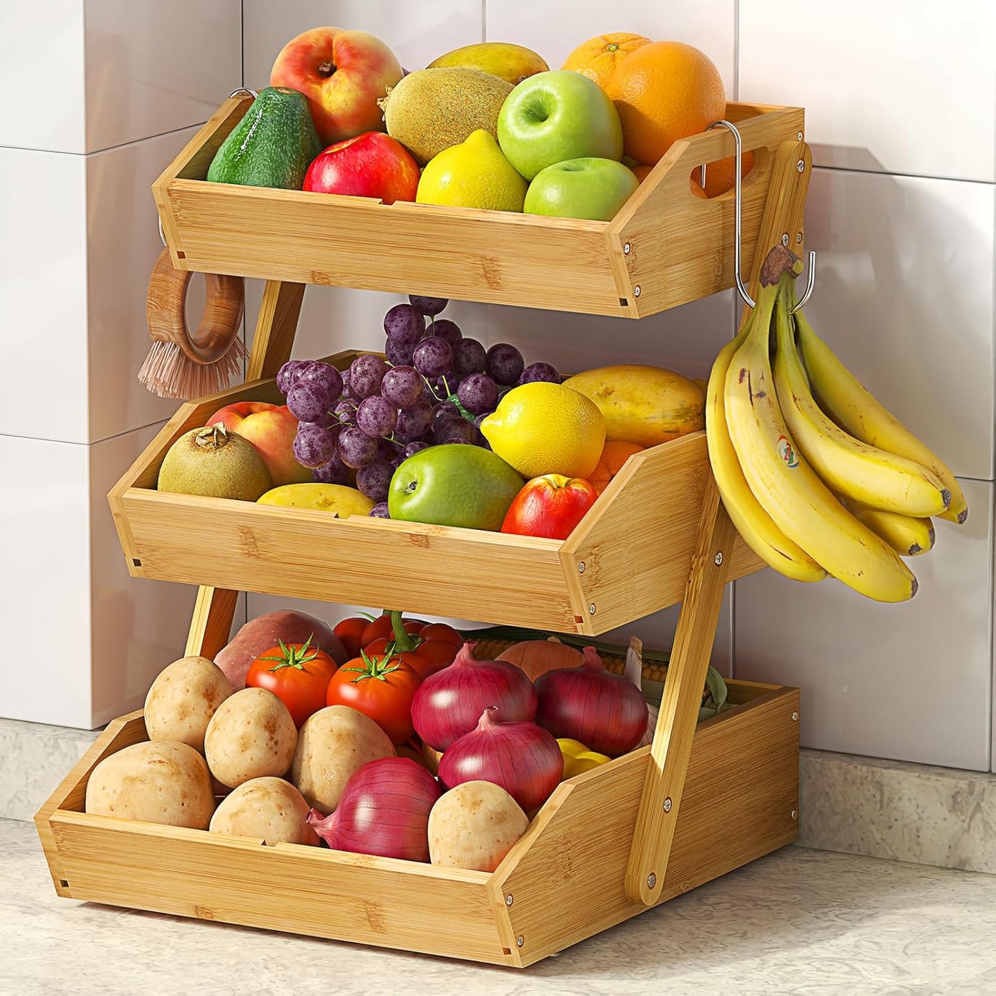 3-Tier Fruit Basket - XL Kitchen Countertop Organizer 🍎🌿