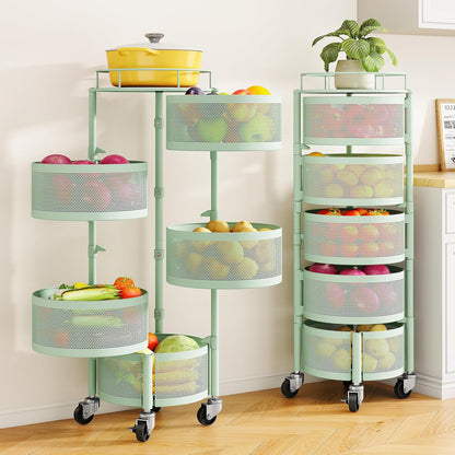 360° Rotating 5-Tier Kitchen Storage Trolley - Space-Saving Rack 🛒✨