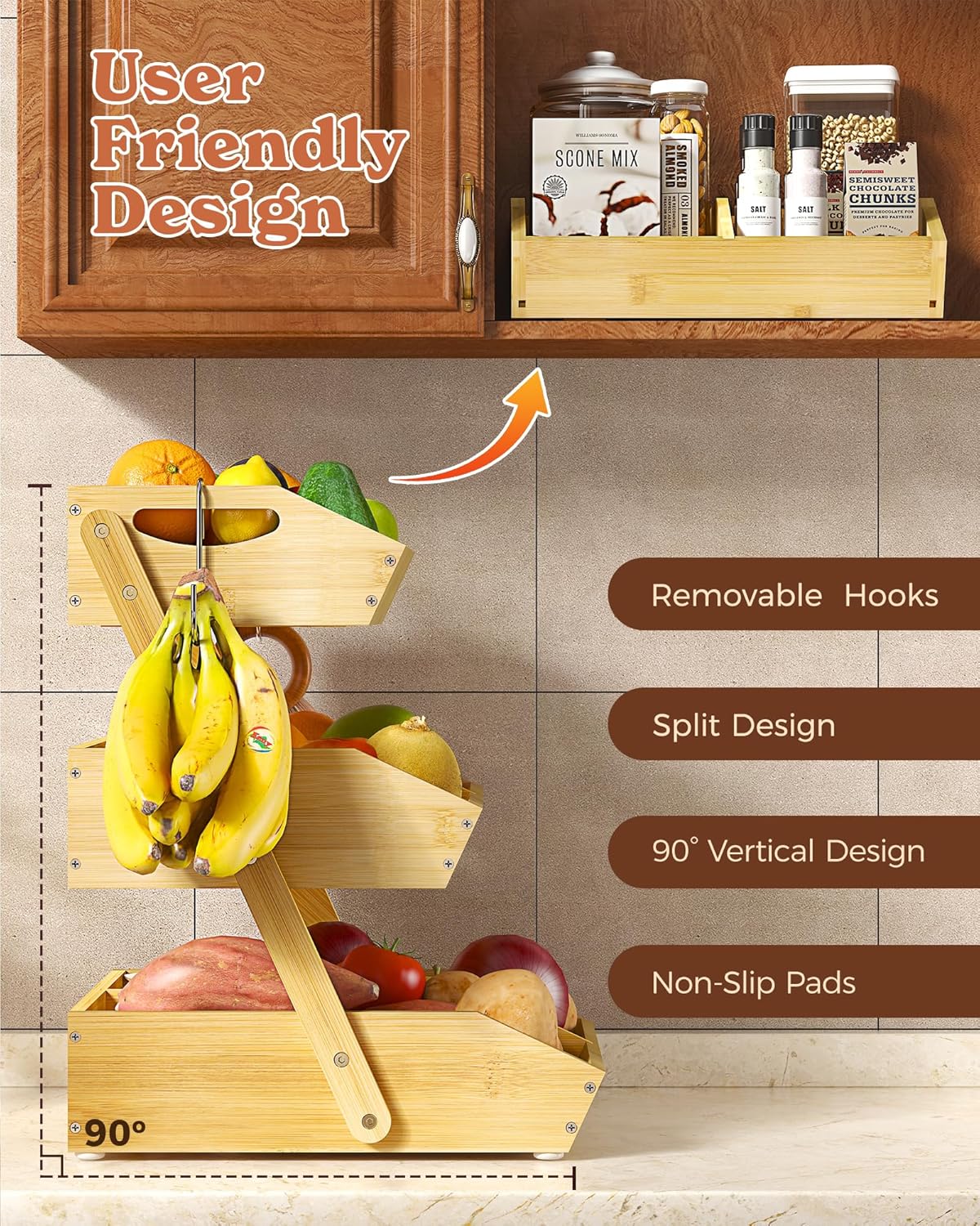 3-Tier Fruit Basket - XL Kitchen Countertop Organizer 🍎🌿