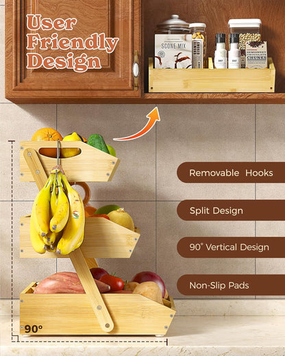 3-Tier Fruit Basket - XL Kitchen Countertop Organizer 🍎🌿