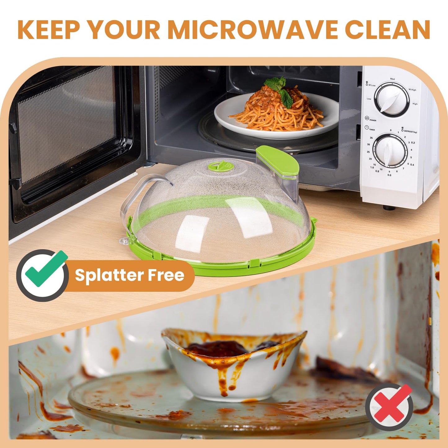 Anti-Splatter Microwave Cover | With Steam Moisture Box 🥘