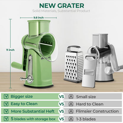 5-in-1 Rotary Drum Grater | Cheese & Vegetable Slicer 🥗