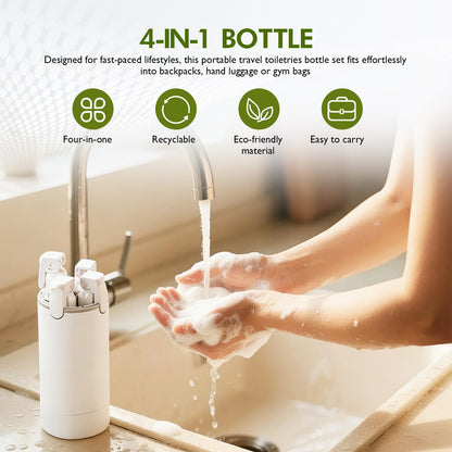 4-in-1 Leak-Proof Travel Dispenser | Compact Refillable Bottle Set ✈️🧴