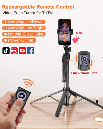 AI Smart Face Tracking Tripod | 360° Rotating Stand with Fill Light 📸✨