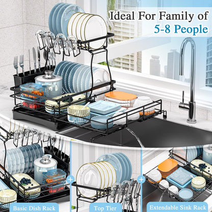 2-Tier Extendable Dish Drying Rack - Anti-Rust Pro Series 🍽️✨