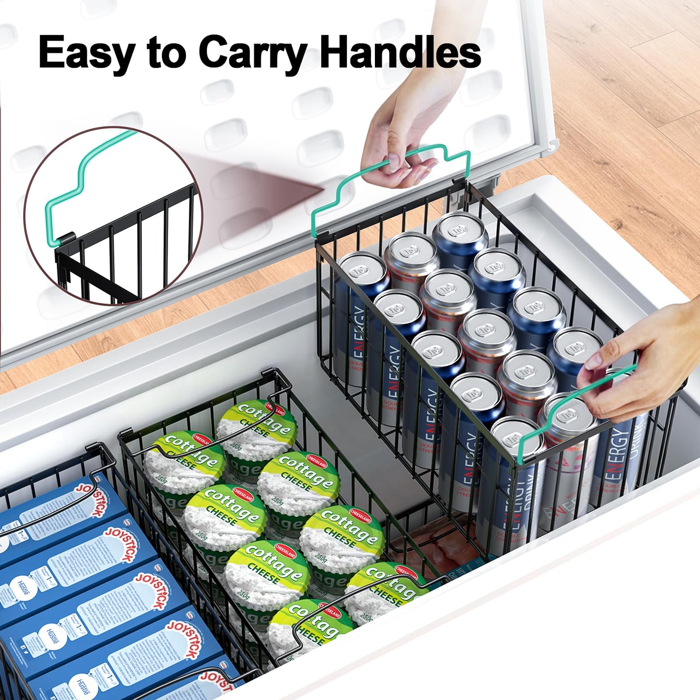 Stackable Metal Freezer Organizer Bins |  Storage Baskets （2-4) Pack🧊🍖