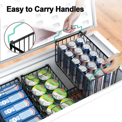 Stackable Metal Freezer Organizer Bins |  Storage Baskets （2-4) Pack🧊🍖