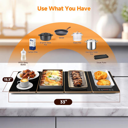 🥘Modular Electric Warming Tray | Premium Glass Buffet Server