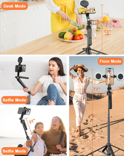 AI Smart Face Tracking Tripod | 360° Rotating Stand with Fill Light 📸✨