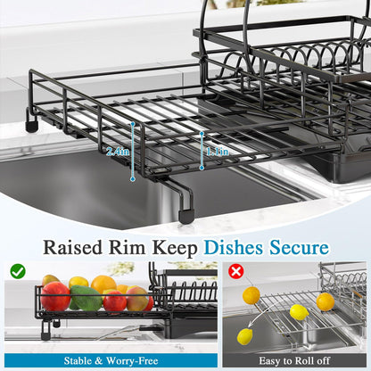 2-Tier Extendable Dish Drying Rack - Anti-Rust Pro Series 🍽️✨