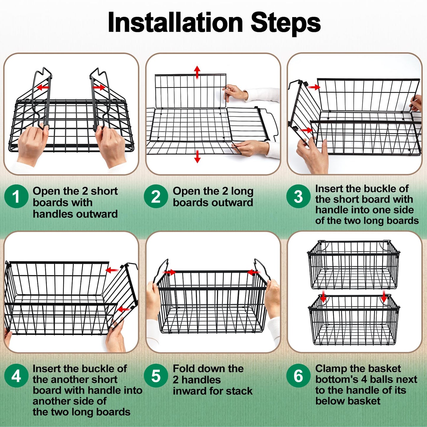 Stackable Metal Freezer Organizer Bins |  Storage Baskets （2-4) Pack🧊🍖