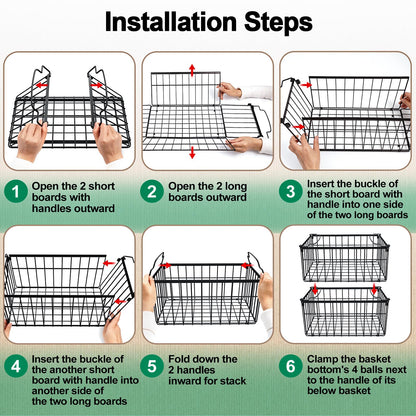 Stackable Metal Freezer Organizer Bins |  Storage Baskets （2-4) Pack🧊🍖