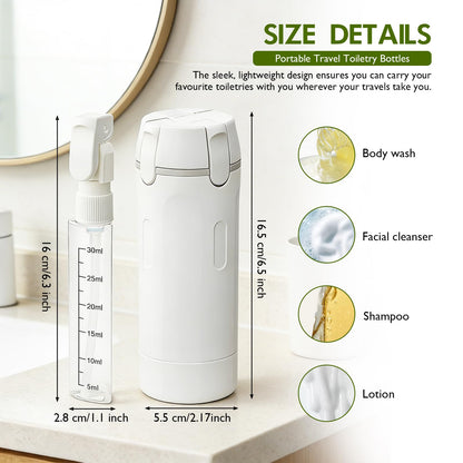 4-in-1 Leak-Proof Travel Dispenser | Compact Refillable Bottle Set ✈️🧴