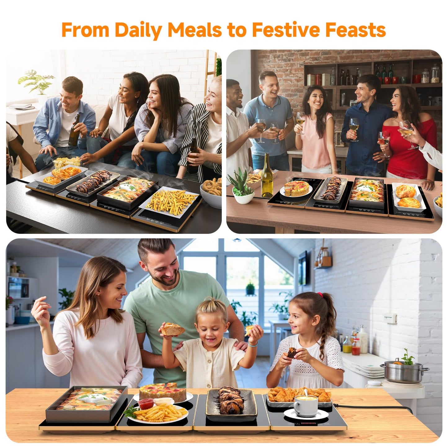 🥘Modular Electric Warming Tray | Premium Glass Buffet Server