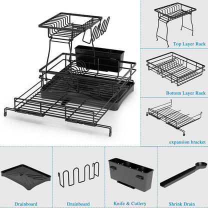 2-Tier Extendable Dish Drying Rack - Anti-Rust Pro Series 🍽️✨