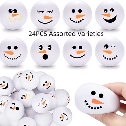 12/24pcs Christmas Snowman Squeezing Balls - Squishy Toys with Expressive Eyes, Nose, Mouth - Soft Squeezable Balls for Christmas Party Favors, Sock Fillerschristmas Stocking Stuffers, Christmas Stocking Stuffers