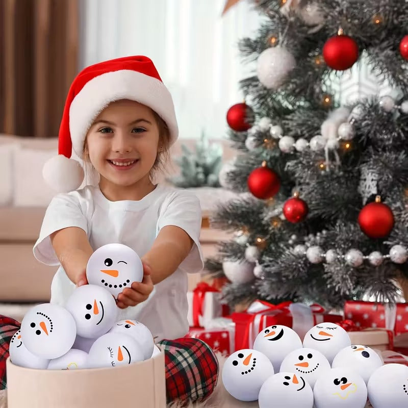 12/24pcs Christmas Snowman Squeezing Balls - Squishy Toys with Expressive Eyes, Nose, Mouth - Soft Squeezable Balls for Christmas Party Favors, Sock Fillerschristmas Stocking Stuffers, Christmas Stocking Stuffers